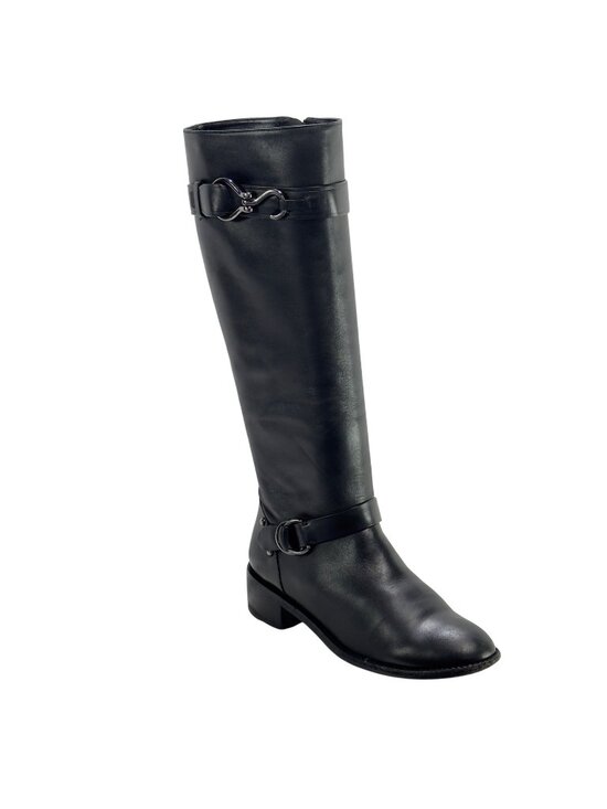 Cole Haan Shoes - COLE HAAN Women's Black Leather Knee-High Riding Boots Buckle Detailing Size 7B